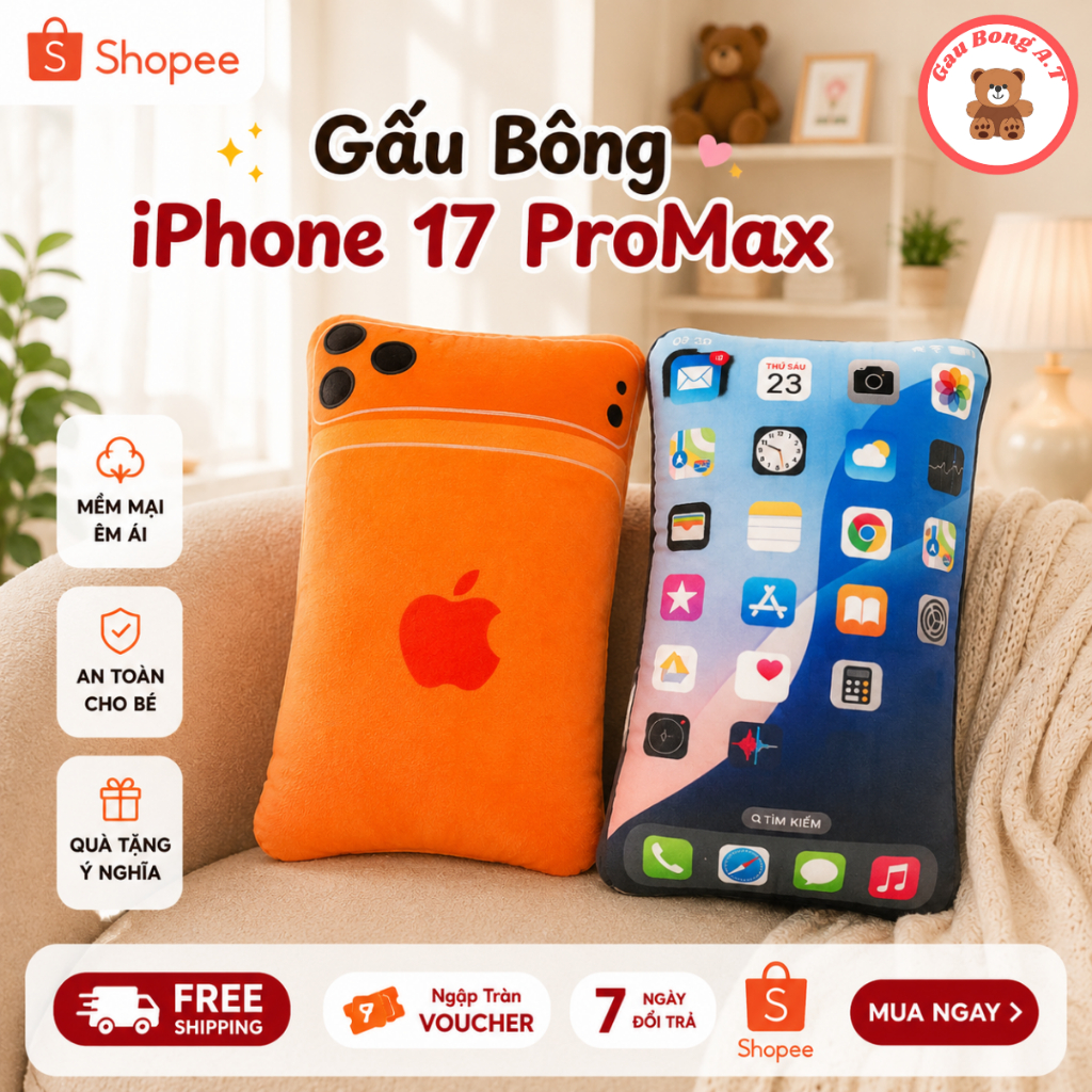 Gấu Bông Iphone 17 pro max - gấu bông Bim Bim Hình Bánh Snack Ngộ Nghĩnh Mềm Mịn Làm Gối Cho Bé