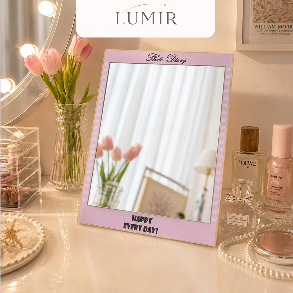 Gương PhotoBooth Film LUMIR STORE – Gương Decor Bàn Học Gương Selfie,Makeup Decor Check-in màu hồng