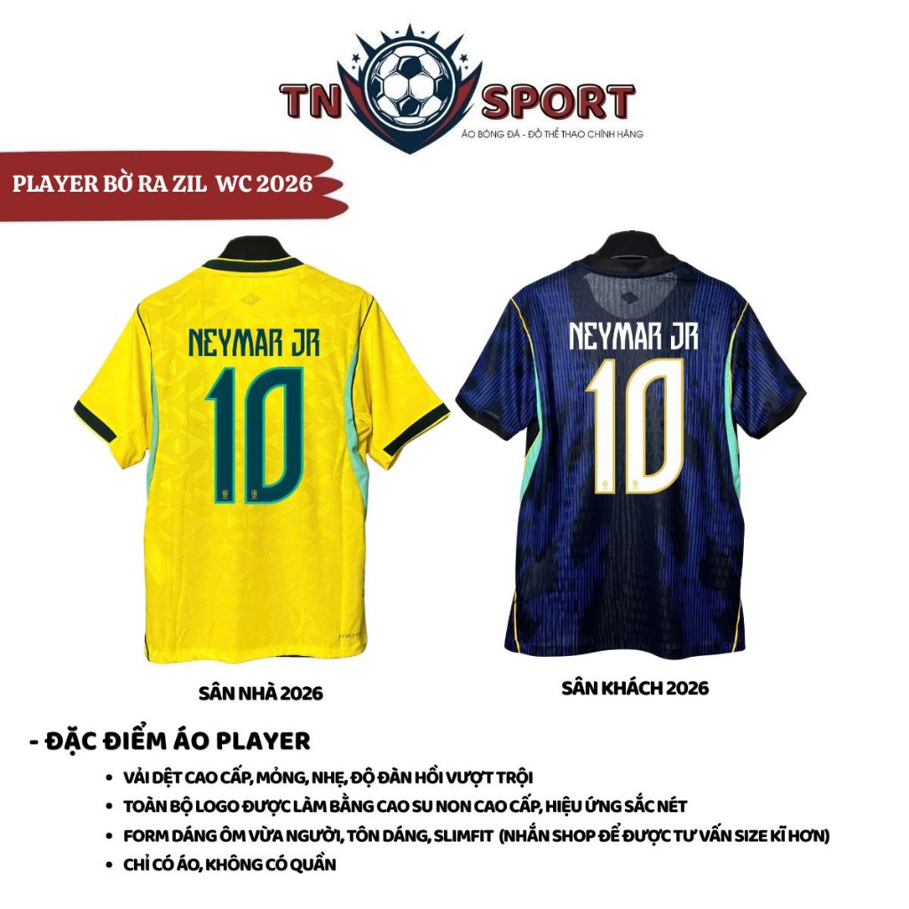 [PLAYER - ÁO LẺ ] Áo Player BRAZIL WC 2026 bản chuẩn hãng vải player dệt kim thoáng khí form Slimfit