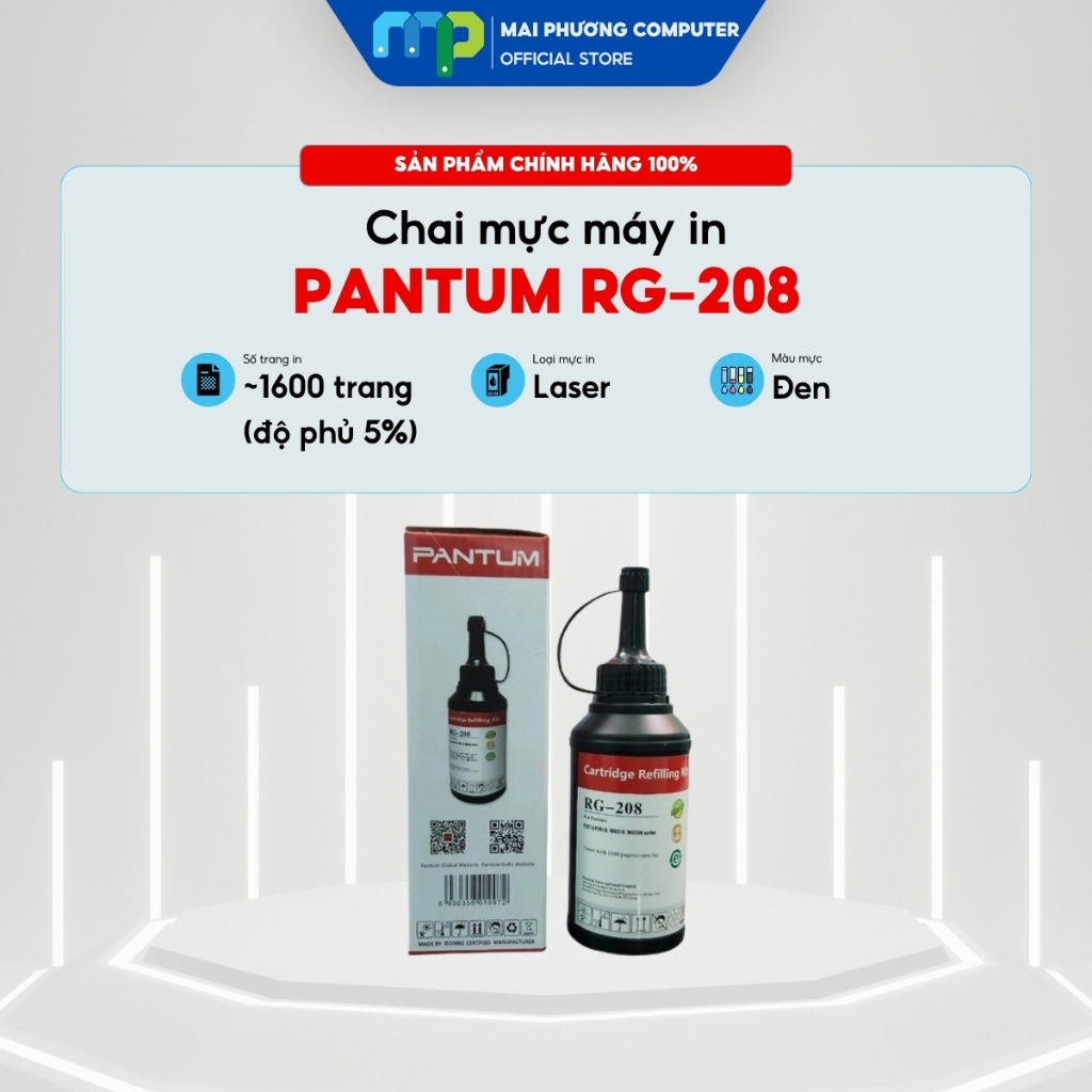 Chai mực máy in Laser PANTUM RG-208 - tương thích máy in P2200 / P2200W / P2516 / P2505W / M6505 / P