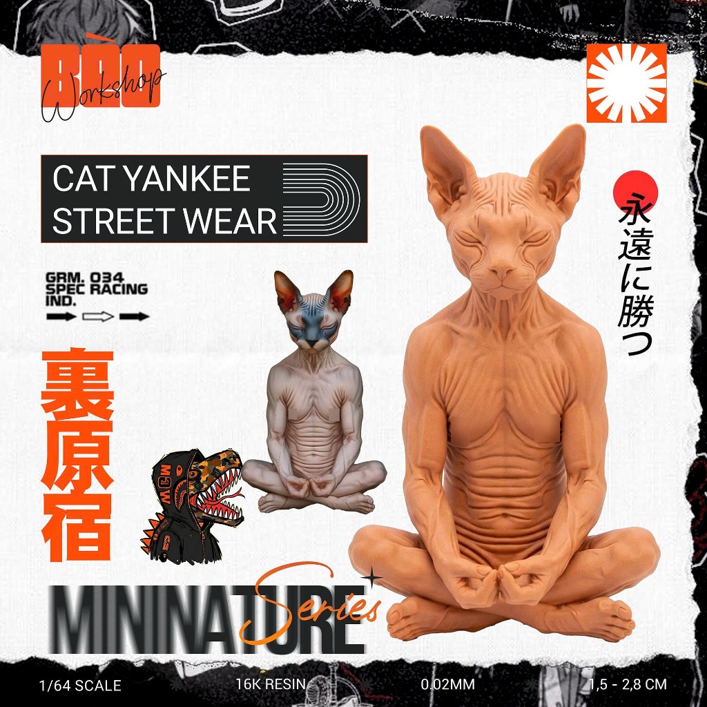 Phôi MÈO AI CẬP NGỒI THIỀN -Scale 1/64 Resin FIGURE 1.64 16K Resin Gốm - Diorama 1:64
