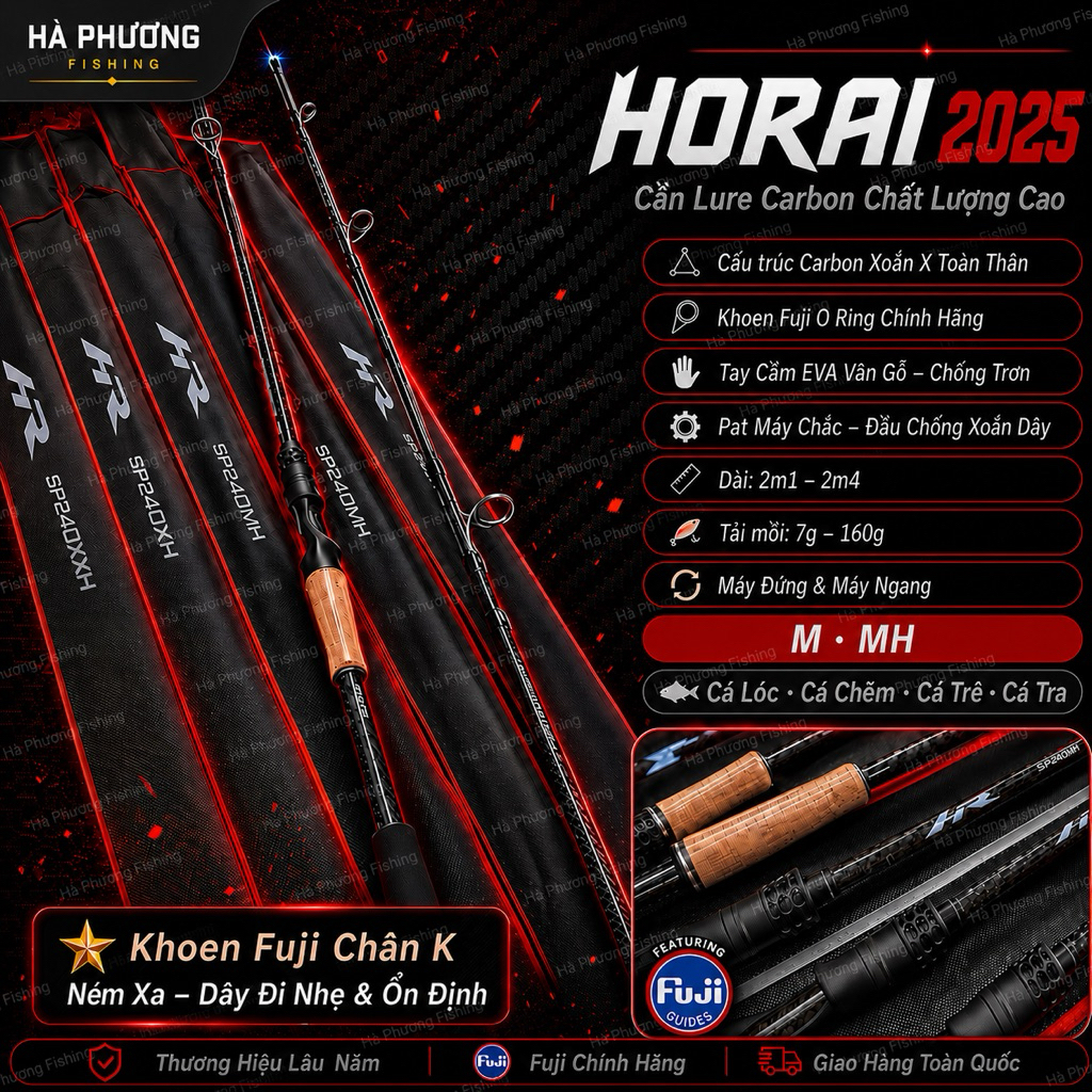 Cần Câu Lure HORAI 2025 Chính Hãng – Fuji Oring – Phôi Xoắn X – Câu Cá Lóc