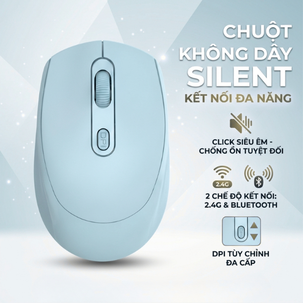 chuột không dây silent bluetooth M100 chống ồn USB 2.4GHz,chuột không dây laptop BH 12 tháng 1 đổi 1