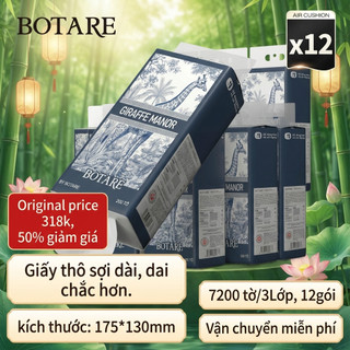 Botare Giấy ăn treo tường 3 lớp 12 gói 7200 tờ cao cấp sợi dài dai chắc thấm nước siêu nhanh