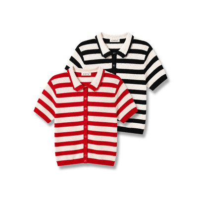 TUBYCATU Áo Sơ Mi Polo Len Dệt Kim Sọc Ngang Slowday Knit Chất Mềm Mại Thoáng Mát