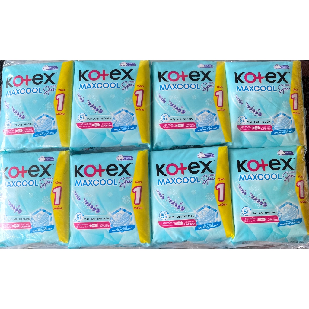 (8+1 Miếng /Gói) - (23cm) Combo 8 Gói BVS Kotex MaxCool) - (23cm) Combo 8 Gói BVS Kotex MaxCool Dịu 