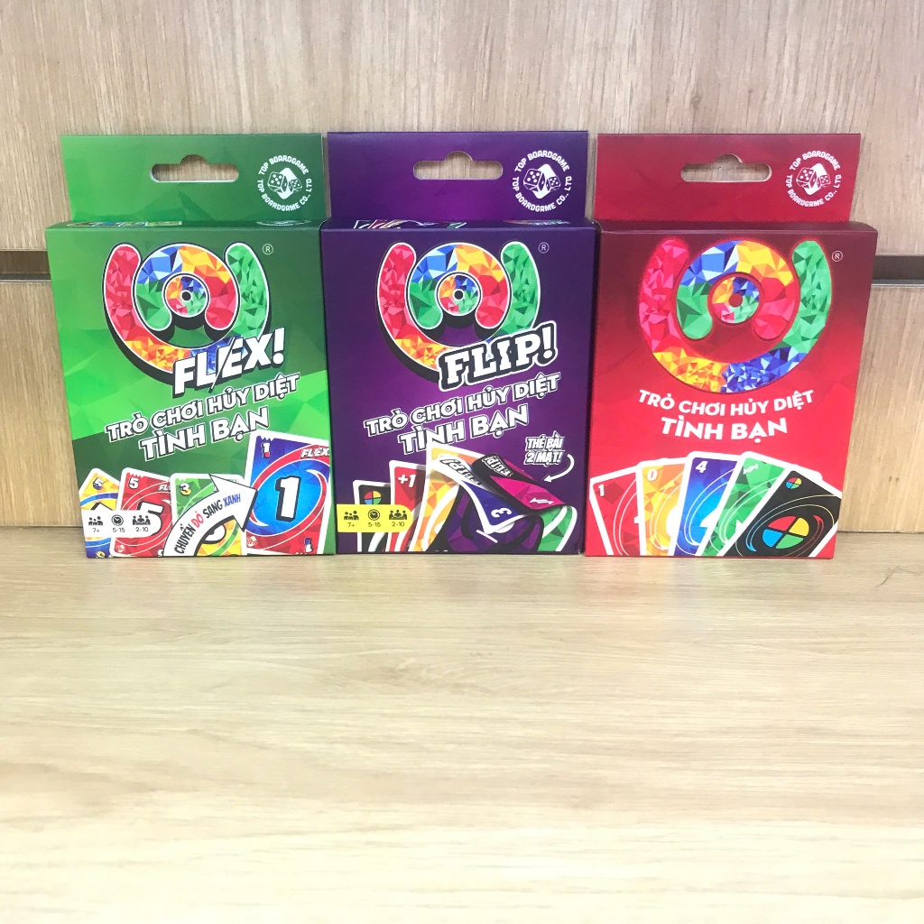 COMBO 3 UNO FLIP, UNO, UNO Flex 330 thẻ bài UNO boardgame vui vẻ cho gia đình và bạn bè -(Quỳnh Trâm