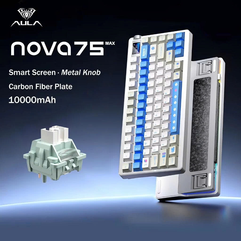 Bàn Phím Cơ Không Dây Gaming AULA NOVA 75 - 3 Mode - TFT Screen - Núm xoay - Có Tạ | BigBuy360 - bigbuy360.vn