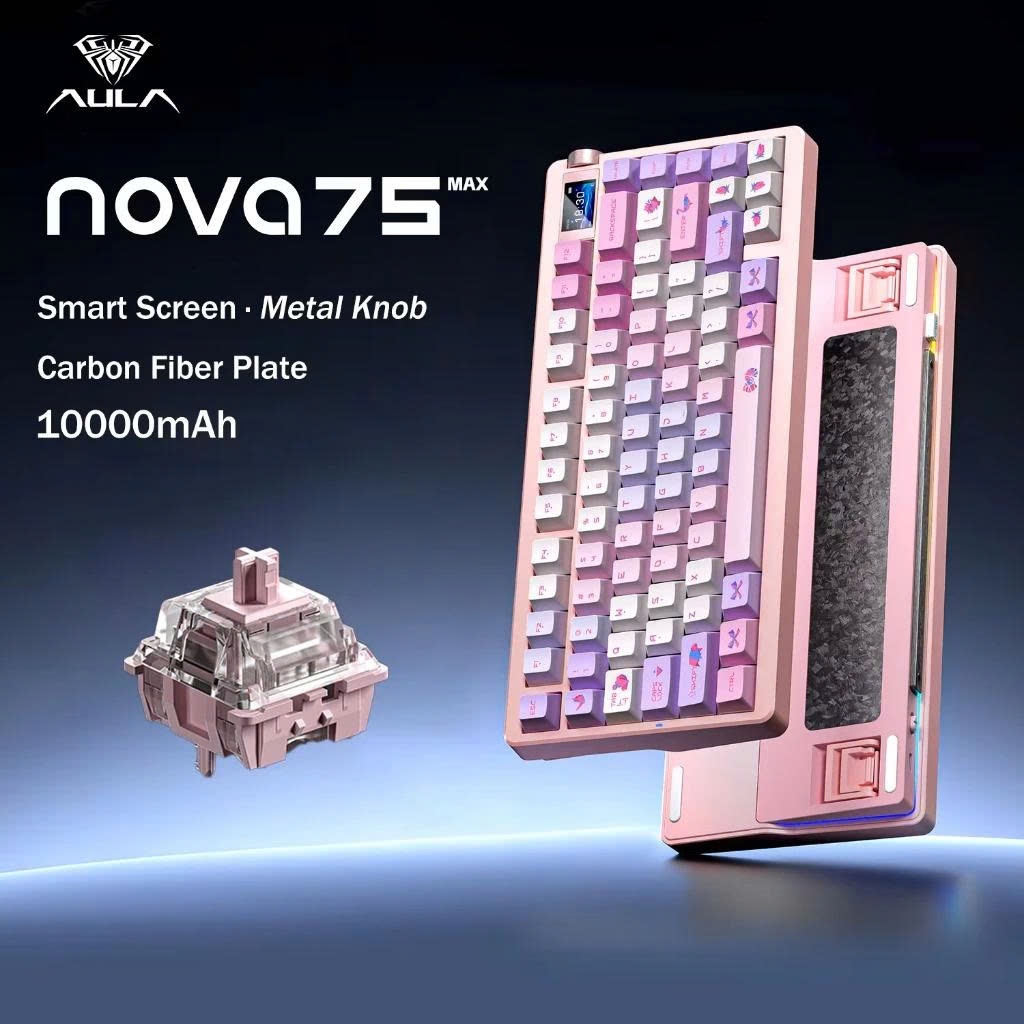Bàn Phím Cơ Không Dây Gaming AULA NOVA 75 - 3 Mode - TFT Screen - Núm xoay - Có Tạ | BigBuy360 - bigbuy360.vn