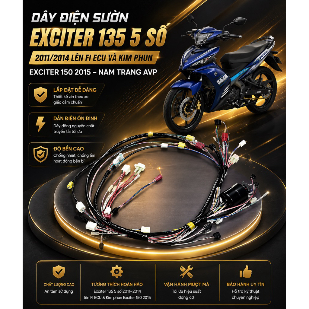 Bộ dây diện sườn xe Exciter 135 4s và Exciter 135 5s lên Fi dùng ECU Ex150 ( 2015/2018 )