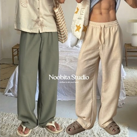 NOOBITA - Quần dài cạp chun vải linen 8581