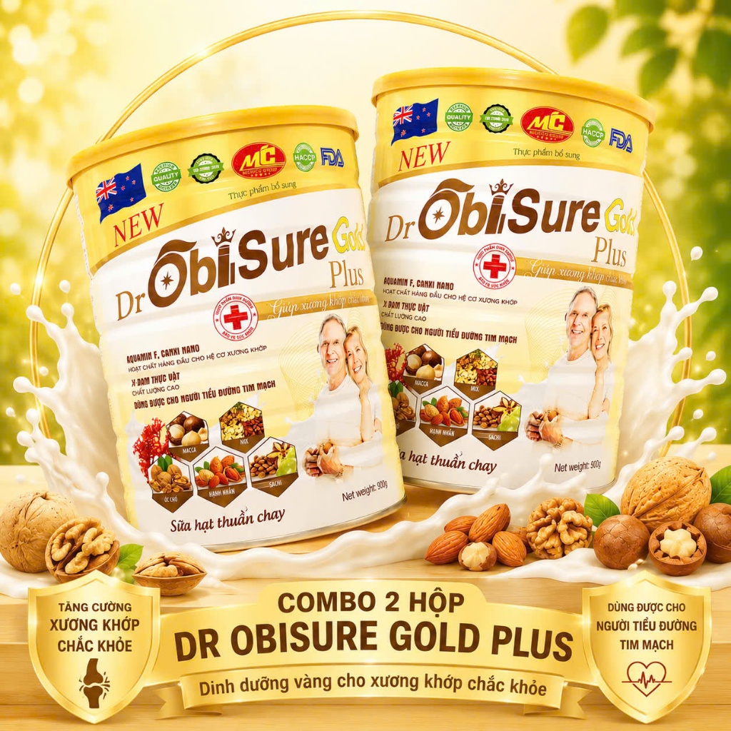 Dr ObiSure Gold Plus là dòng sữa hạt dinh dưỡng cao cấp ứng dụng công nghệ Canxi Nano hiện đại kết h