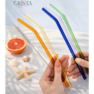 Bộ 5 Ống Hút Thủy Tinh Sắc Màu 23CM CRISTA HOME - 2 bảng màu