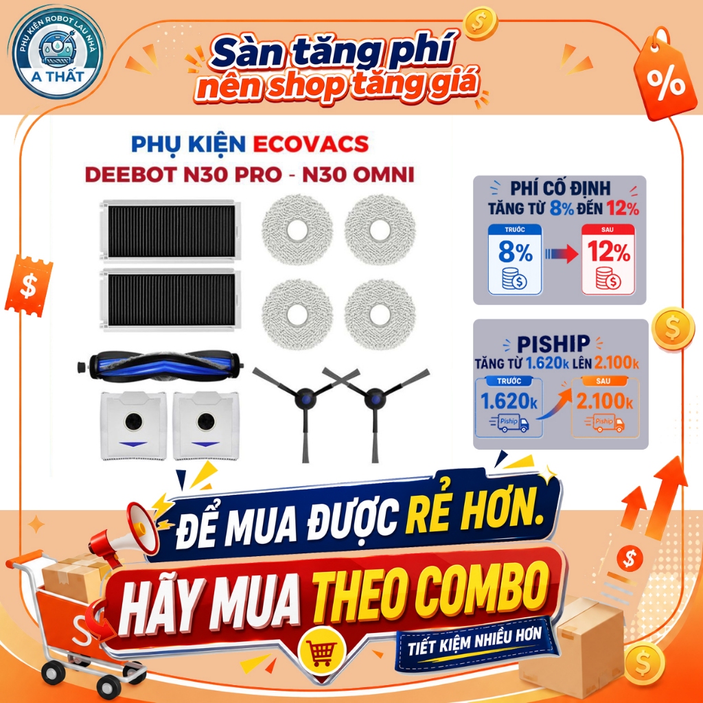 Phụ kiện Robot hút bụi Ecovacs Deebot N30 Pro N30 Omni _ Phụ kiện thay thế