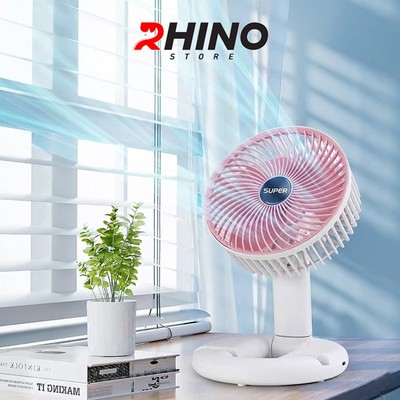 Quạt Tích Điện Để Bàn Gấp Gọn Rhino F104, 3 Cấp Độ Gió Mát Lạnh