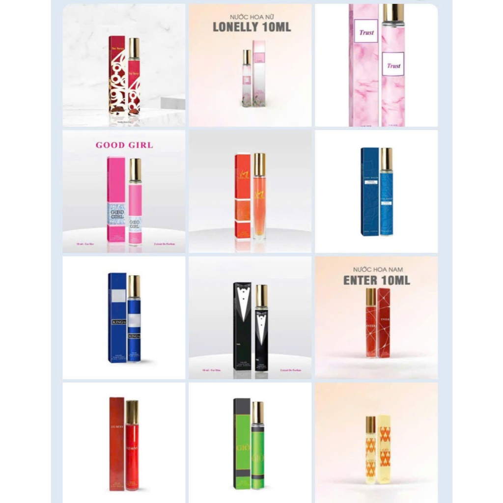 Nước hoa mini nam nữ 10ml dạng xịt