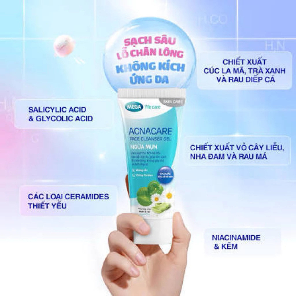 Gel rửa mặt dịu nhẹ làm sạch da dầu và da dễ nổi mụn – Acnacare Face Cleanser Gel – Tuýp 75g