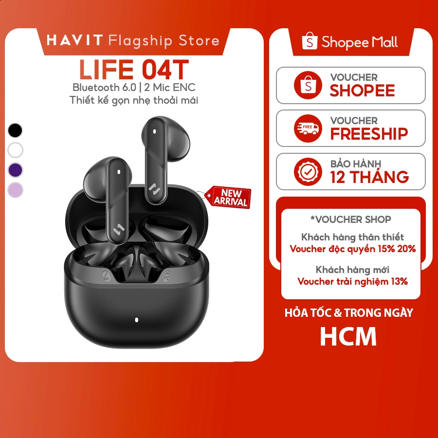 Tai Nghe Không Dây Havit Life 04T Mic CaII ENC Hall Switch Bluetooth 6.0