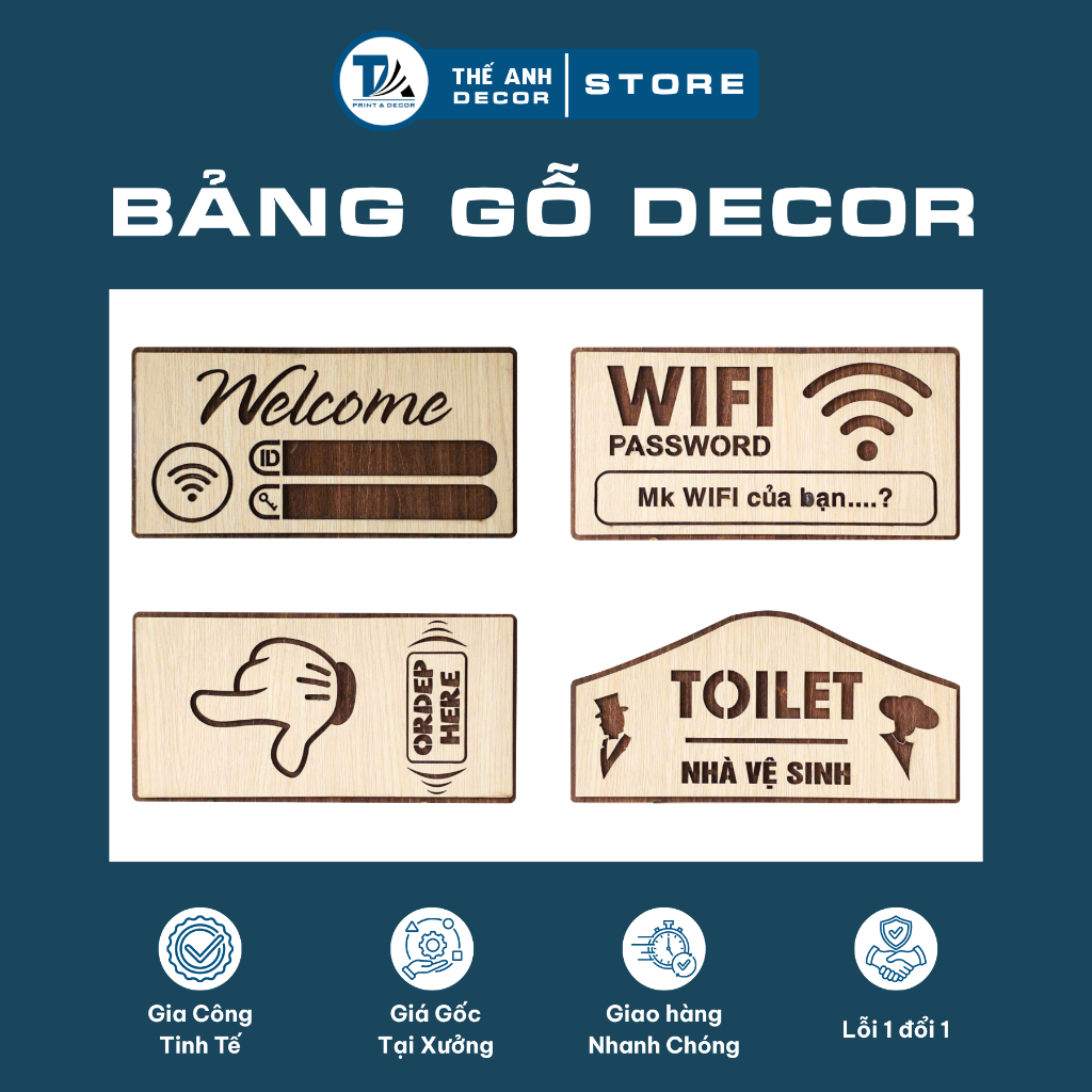Bảng Gỗ MDF Phủ Melamine MS1004 - Nhà Vệ Sinh Nam - Nữ, Design Décor Home, Kích Thước 30x15 Cm / 20x