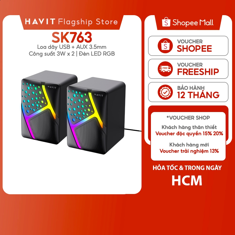 Loa Vi Tính Havit SK763 Công Suất 6W | Đèn Led RGB