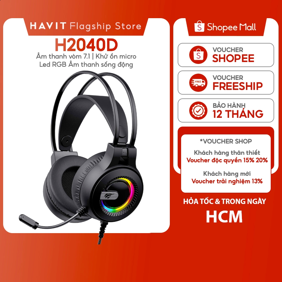 Tai Nghe Chụp Tai Có Dây Gaming Havit H2040D - Hàng Chính Hãng