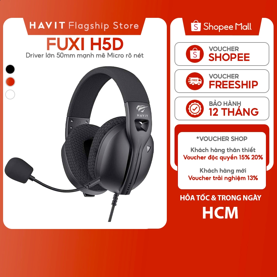 Tai Nghe Chụp Tai Có Dây Havit Fuxi H5D | Driver Lớn | Đệm Bọt Hoạt Tính