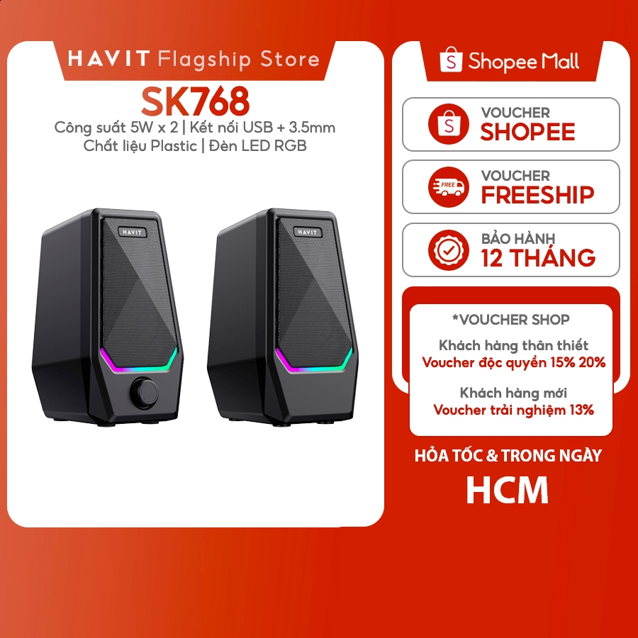 Loa Vi Tính Havit SK768 Công Suất 10W | Đèn Led RGB