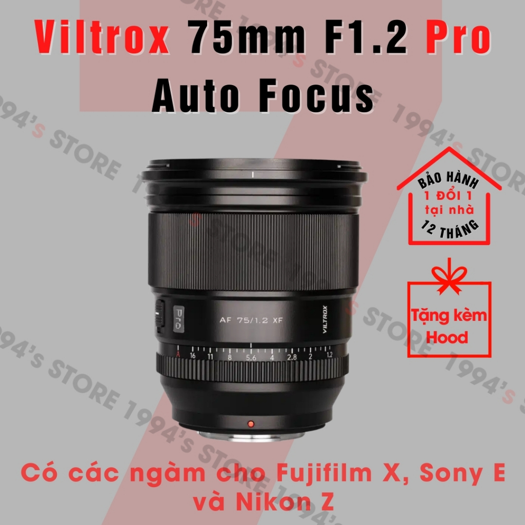 Ống kính Viltrox 75mm F1.2 AF Pro Auto Focus - Lens chuyên chân dung lấy nét tự động cho Sony E, Fuj