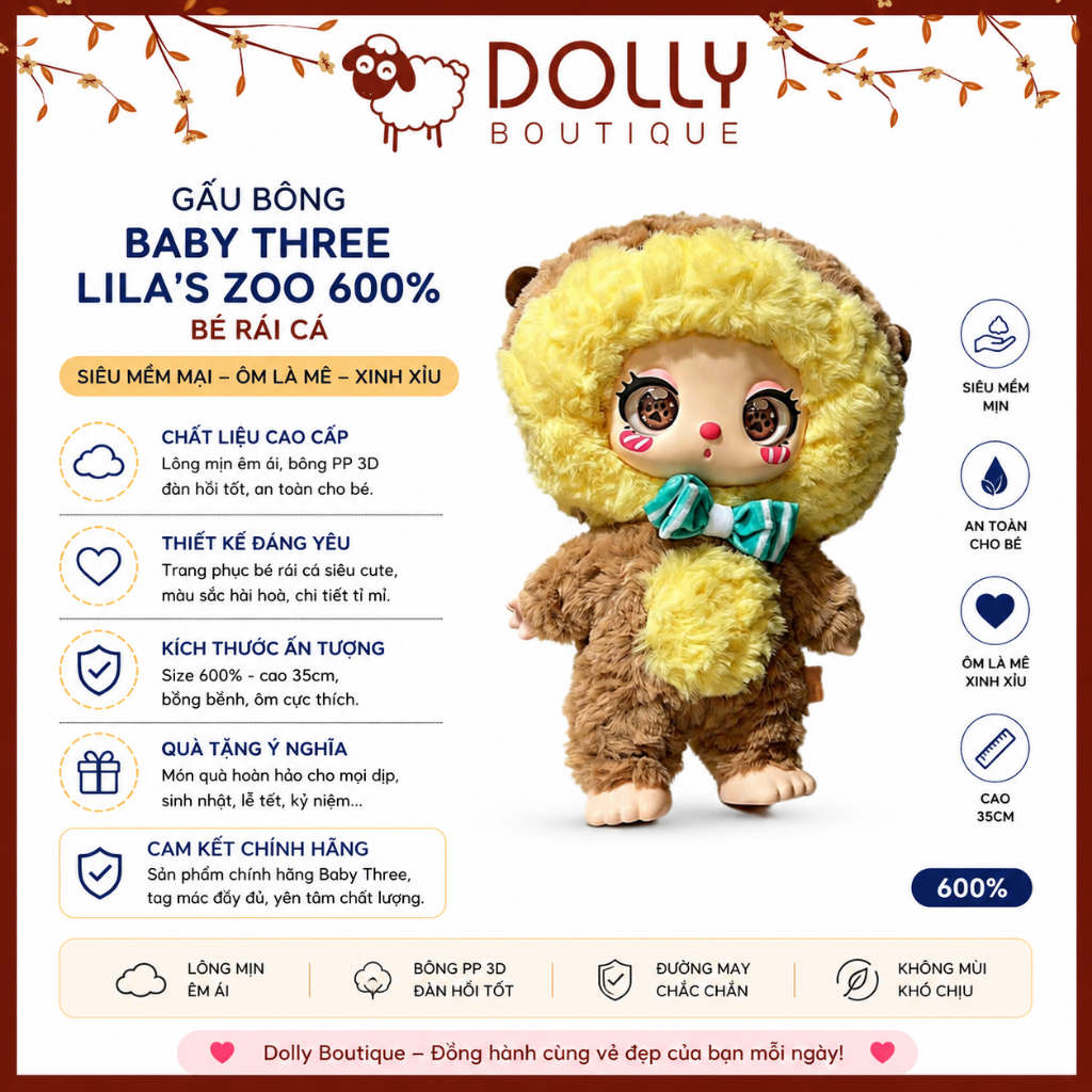 Gấu Bông Baby Tree Lila's Zoo 600% - Bé Rái Cá