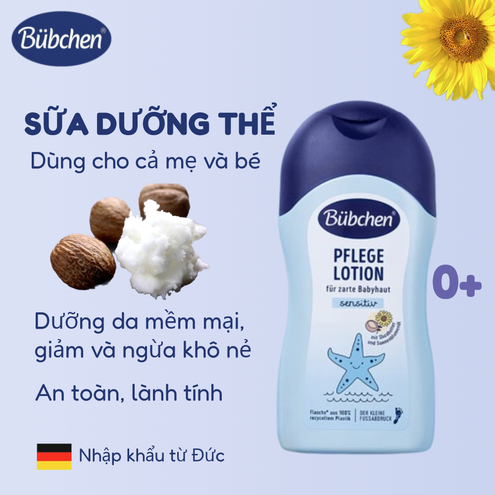 Kem dưỡng ẩm cho bé chuyên sâu thuần chay Bubchen Pflege Lotion 400ml