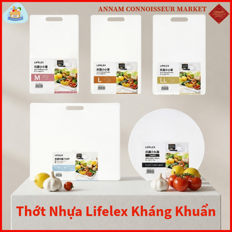 Thớt nhựa kháng khuẩn, chịu nhiệt cao Lifelex Nhật Bản cắt thực phẩm nhà bếp gia đình an toàn sức kh
