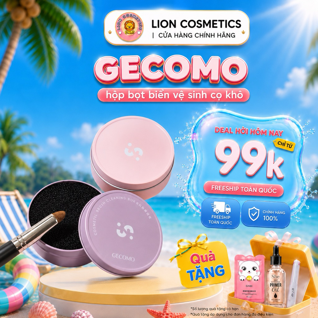 [GECOMO] Hộp Bọt Biển GECOMO Vệ Sinh Cọ Làm Sạch Cọ Trang Điểm Không Dùng Nước