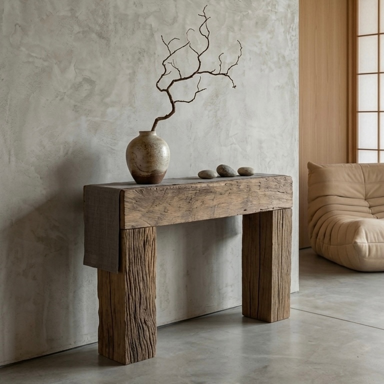 Kệ Console Gỗ Lũa Nguyên Khối 100x70cm – Bàn Console Gỗ Tự Nhiên Phong Cách Wabi Sabi, Rustic Decor 