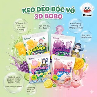 [hsd 11/2026] Thùng 160 Gói Mini Dạn Treo Vỉ Kẹo Dẻo Trái Cây Lột Vỏ Bóc Vỏ COKOC