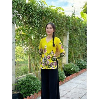 Áo Lẻ Thun Bà Ba Cổ Tim Co Giãn 4 Chiều, Thoáng Mát, Thấm Hút - Họa Tiết Phong Phú-Quà Tặng Mẹ, Bà - Cúc Dưỡng - Mã MH