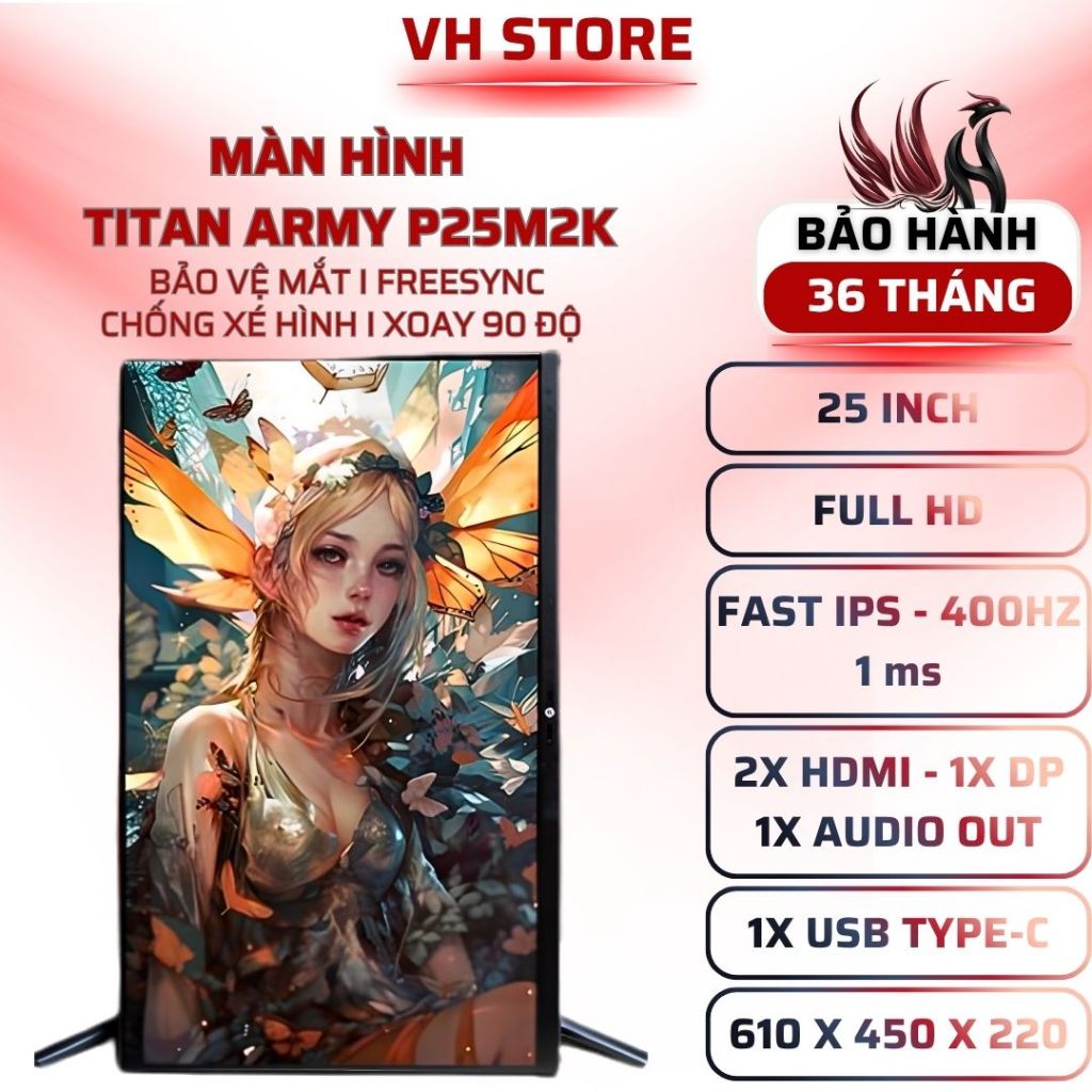 Màn Hình Titan Army P25M2K 24.5 Inch 425Hz FAST IPS - BẢO HÀNH 36 THÁNG - VHSTORE