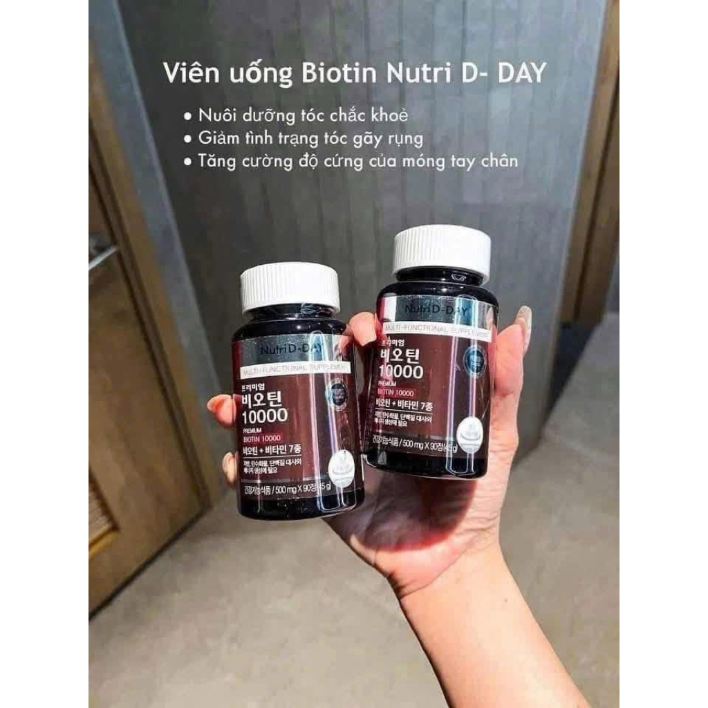 Viên uống mọc tóc Nutri D-DAY Premium Biotin 10000 Korea 90 viên