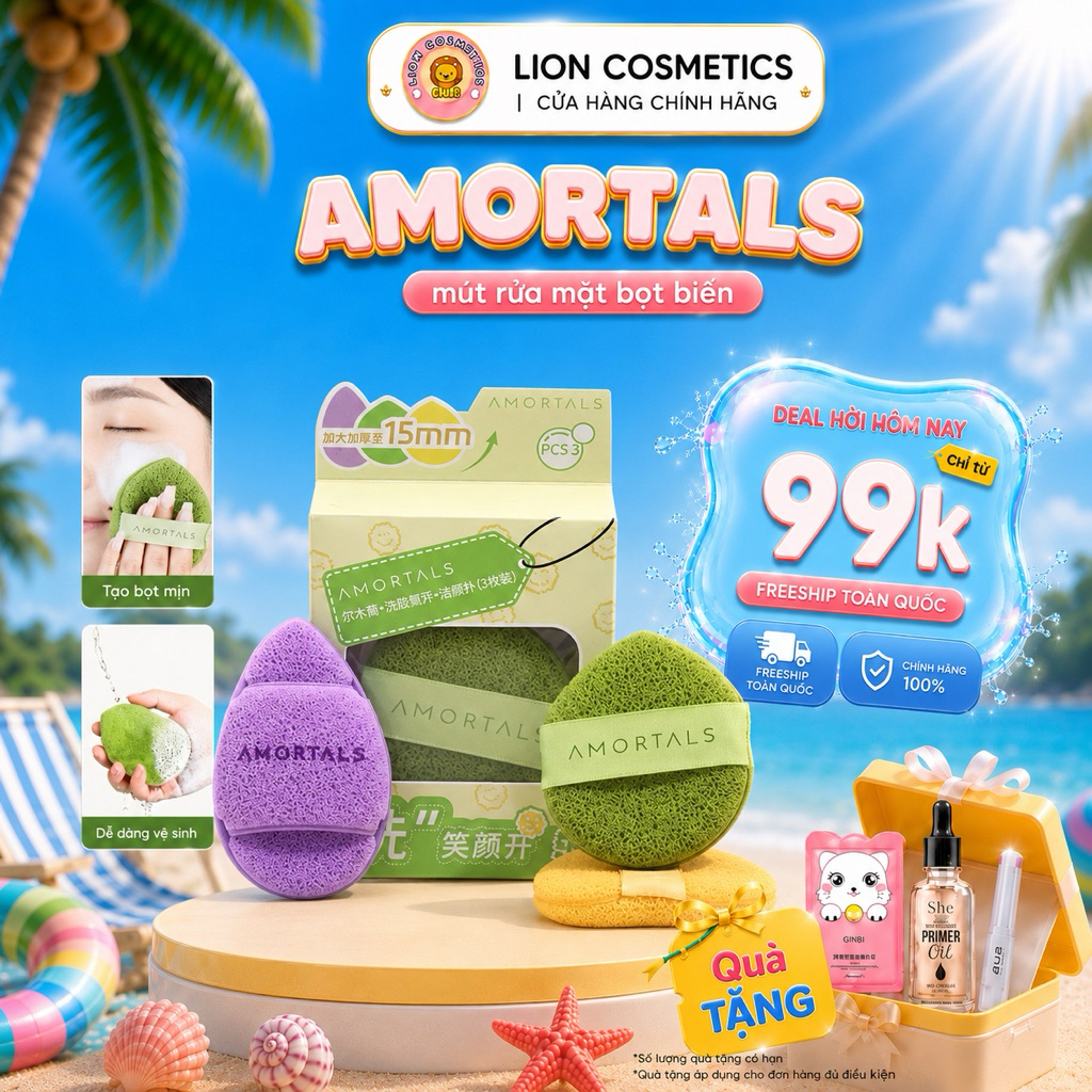 [AMORTALS] Bông Mút Rửa Mặt Bọt Biển AMORTALS Chính Hãng Hình Giọt Nước Làm Sạch Da Mặt