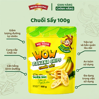 Chuối sấy Minh Dương Food thơm ngon healthy giòn tan nguyên chất túi zip ăn vặt làm quà tiện lợi