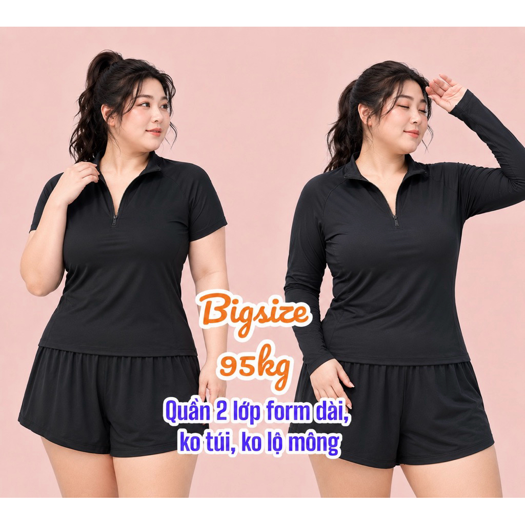 ĐỒ BƠI NỮ BIGSIZE 95Kg- Đồ bơi nữ tay ngắn quần 2 lớp kín đáo- Bikini đi biển tay dài che nắng- shopnabi_BIGSIZE95KG | BigBuy360 - bigbuy360.vn