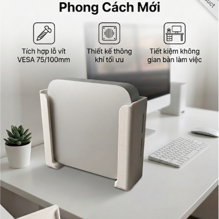 Đế treo tường hoặc dưới mặt Bàn dành cho  Mac Mini M2 - thiết kế chuẩn khít cao cấp - Mẫu M20