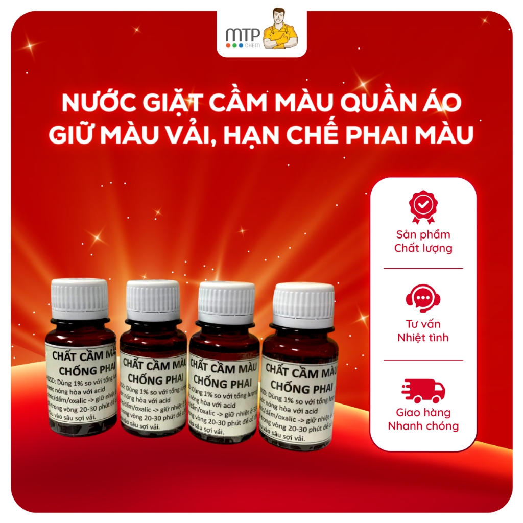 Nước Giặt Cầm Màu Quần Áo MTPChem 50ml / 100ml – Hỗ Trợ Giữ Màu Vải, Hạn Chế Phai Và Loang Màu