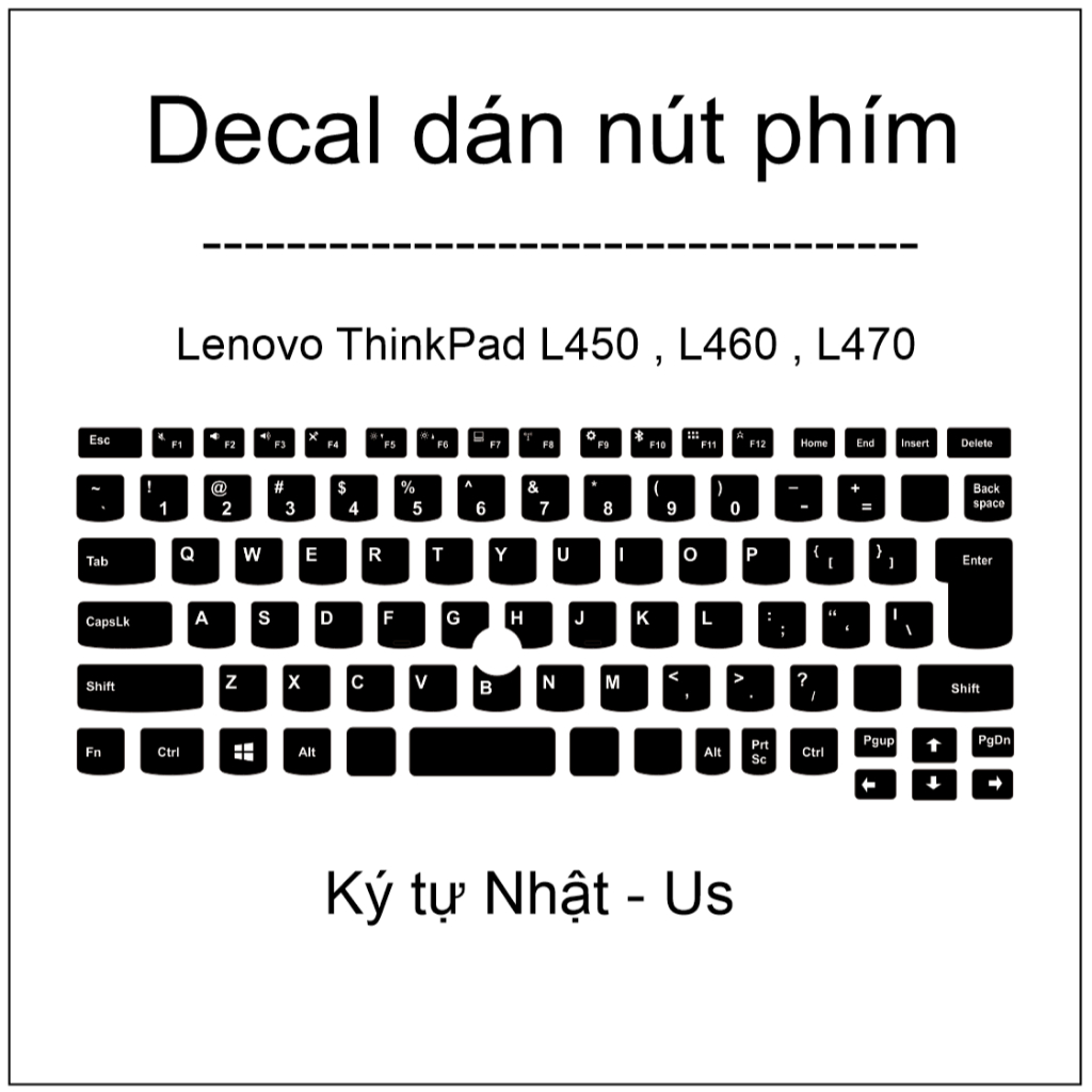 Decal dán nút phím ký tự Nhật sang Us cho máy Lenovo ThinkPad L450 , L460 , L470