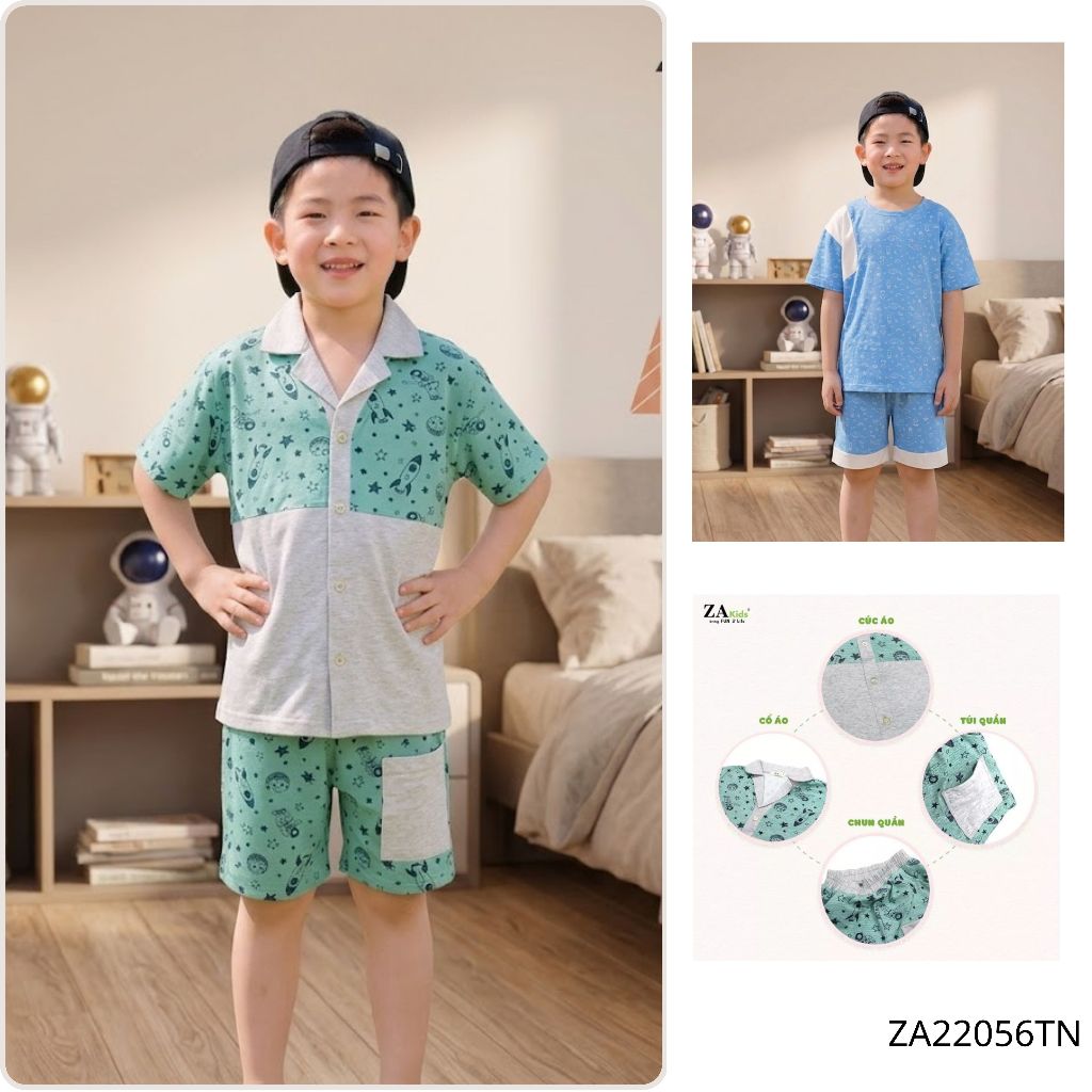 Bộ Quần Áo Thun Tay Ngắn Bé Trai (2-10 Tuổi) ZAKids ZA22056TN
