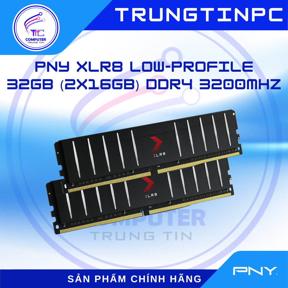 RAM PC PNY XLR8 Low Profile 32GB (2x16GB) DDR4 3200MHz CL16 - Chính hãng, BH 36T