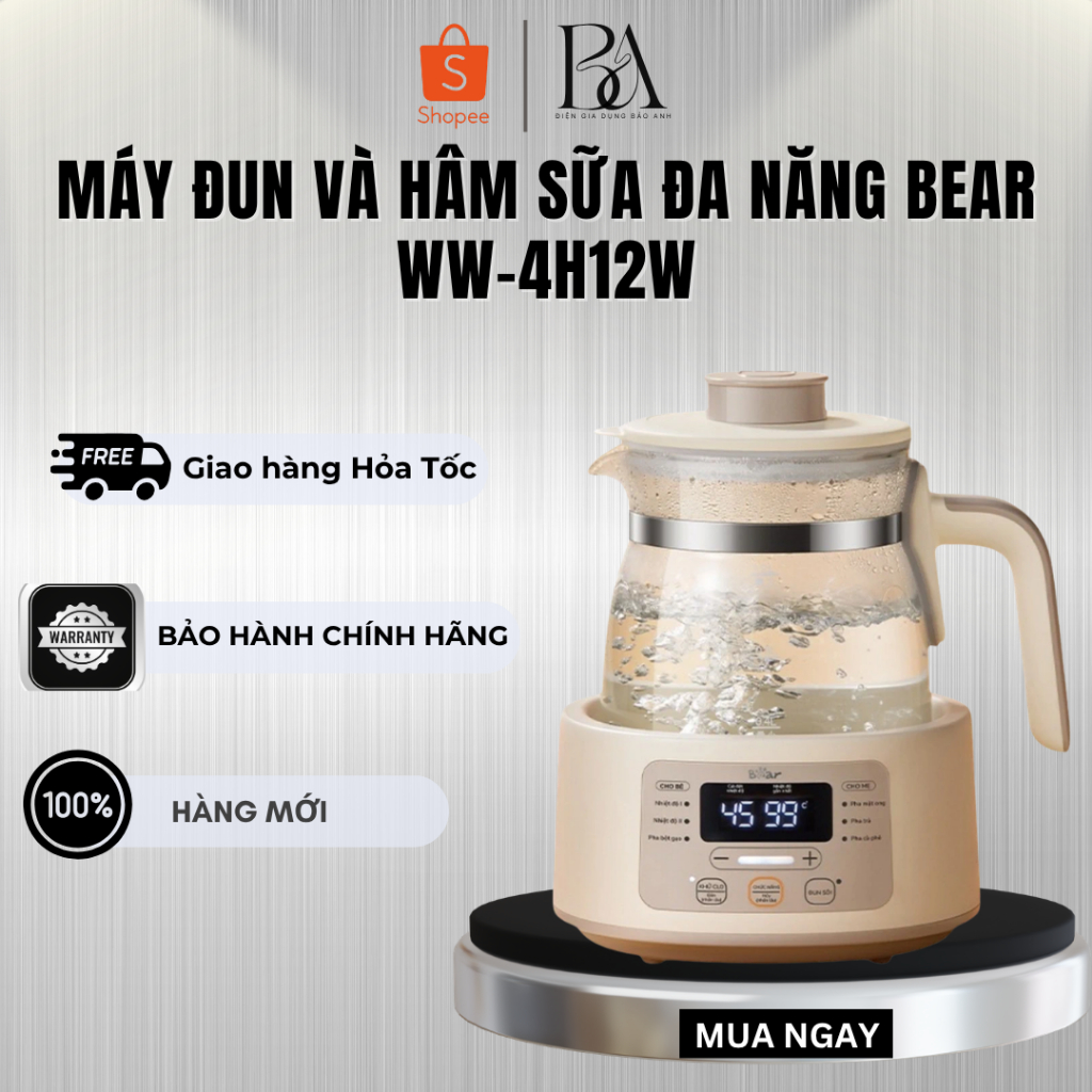 Máy đun và hâm sữa đa năng Bear WW-4H12W - Hàng Chính Hãng - Bảo Hành 18 tháng