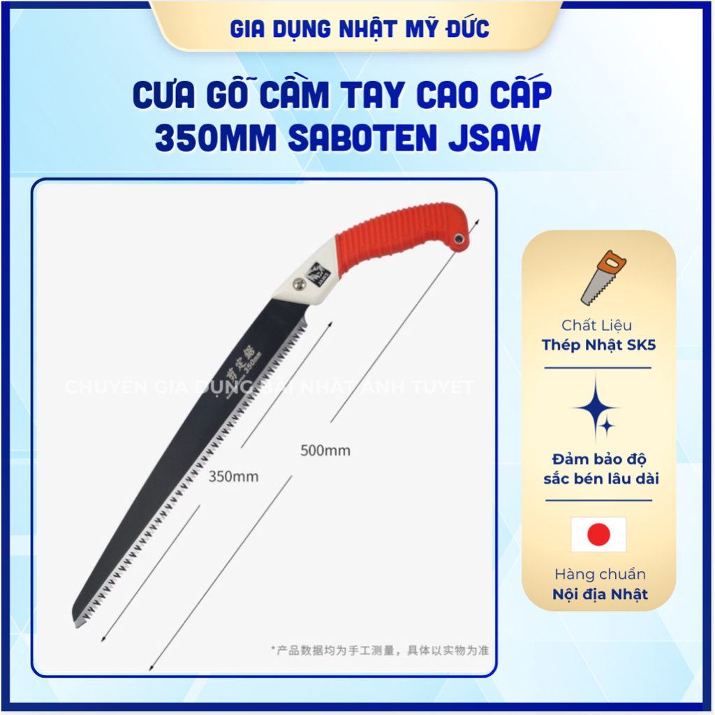 Cưa Gỗ Cầm Tay Cao Cấp 350mm Saboten JSAW Chất Liệu Thép Nhật SK5 Hàng Bãi Nhật Bảo Hành 12 Tháng
