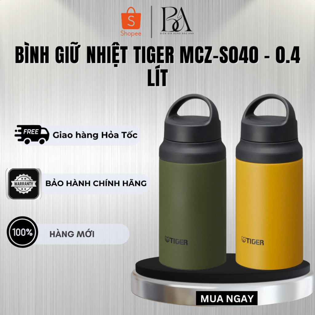 Bình giữ nhiệt Tiger MCZ-S040 - 0.4 Lít - Công nghệ Nhật Bản - Chất liệu inox 304