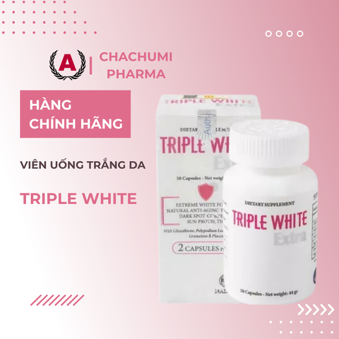 Viên Uống Triple White Extra Glutathione 12000mg Trắng Sáng Da Chống Nắng Giảm Thâm Sạm Nám Lão Hóa 