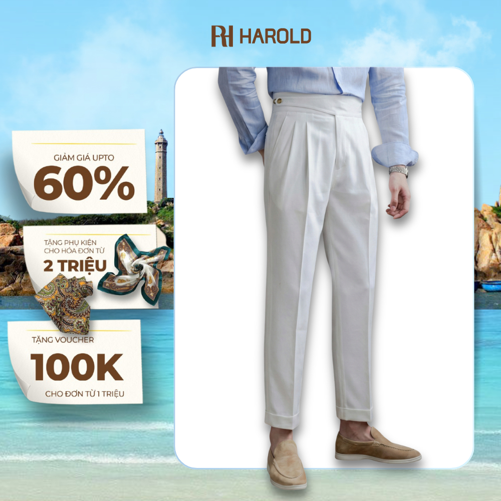 [Premium] Quần Âu Nam Cạp Cao Ống Suông Cao Cấp Harold Gurkha Season 5 Vải Thoáng Mát, Chống Nhăn, Đ